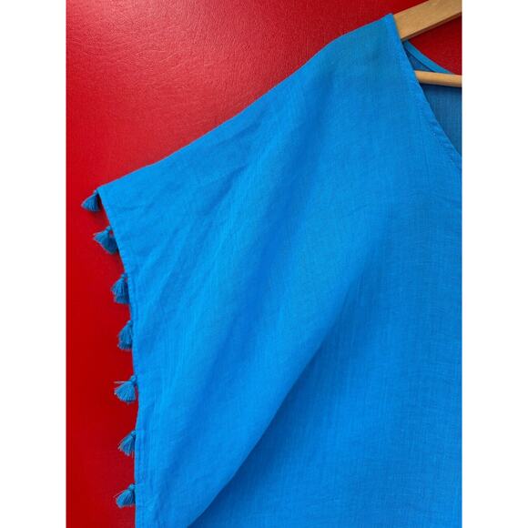 Seafolly Amnesia Kaftan Electric Blue Swim Cover Tassels Tunic Top One Size NWT - Picture 6 of 10
